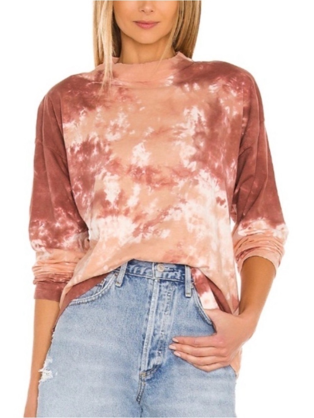 Free People We the Free Long Sleeve Tie Dye Tee Oversized Csbernet Combo